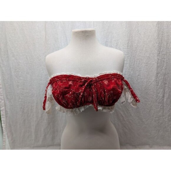 Urban Outfitters Tops - Out from Under women's size Large classic bandana print tube top red white T26